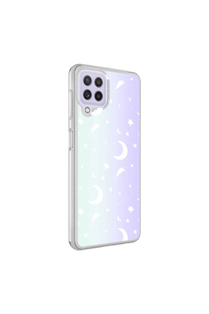 Samsung Galaxy M22 Uyumlu Kılıf Zore M-Blue Desenli Kapak