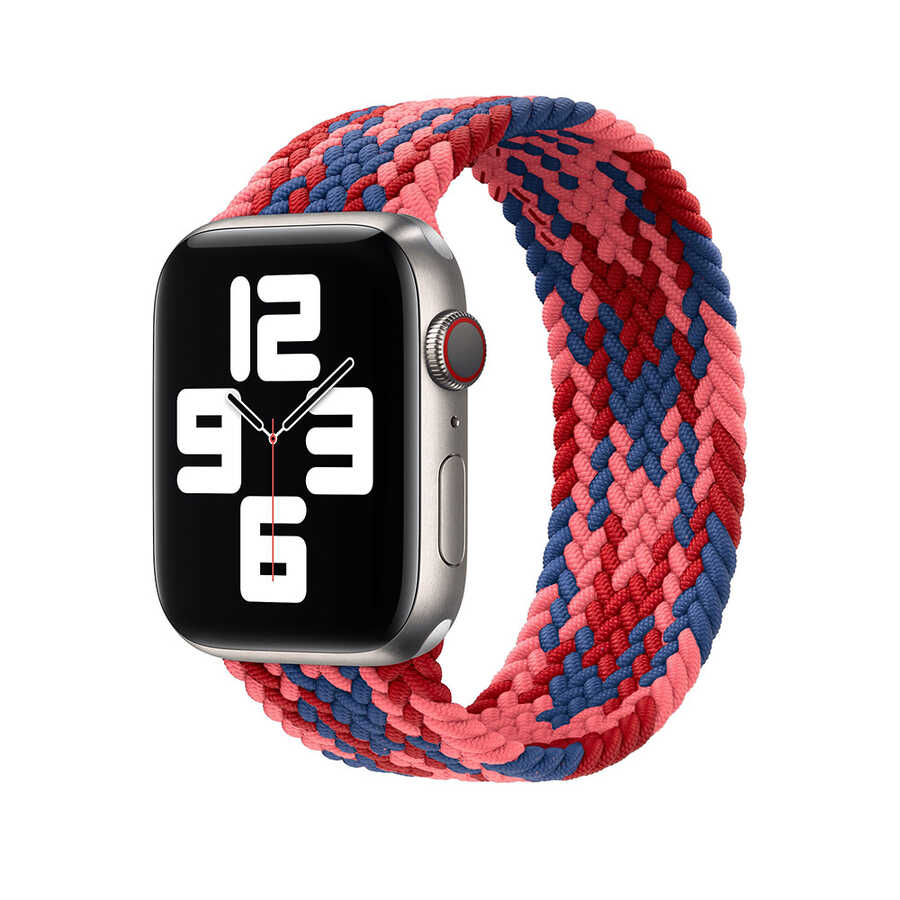 Apple Watch 38mm Uyumlu Wiwu Braided Solo Loop Contrast Color Large Kordon