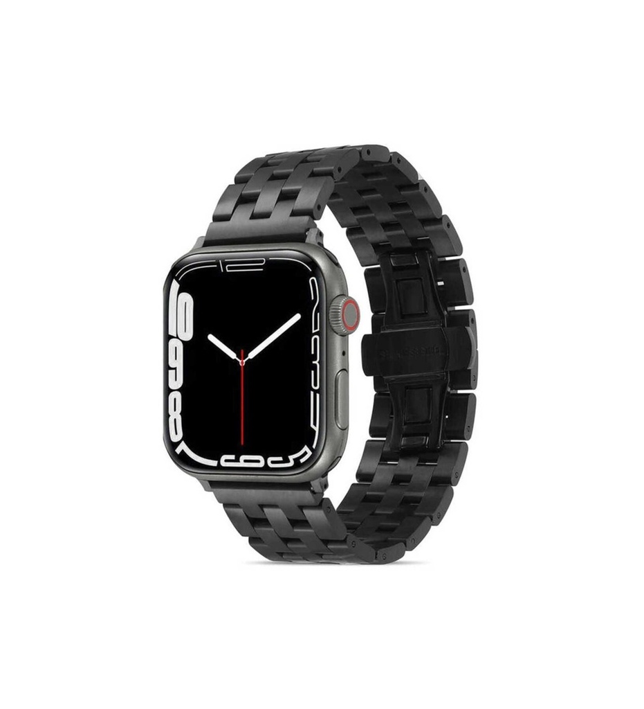 [RNZ-TA68667] Apple Watch 38mm Uyumlu Kordon Metal Geçmeli Paslanmaz KRD-20 Kayış (Siyah)