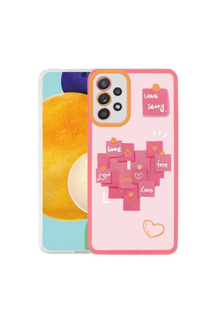 [RNZ-TA67998] Samsung Galaxy A72 Uyumlu Kılıf Zore M-Fit Desenli Kapak (Love Story No2)