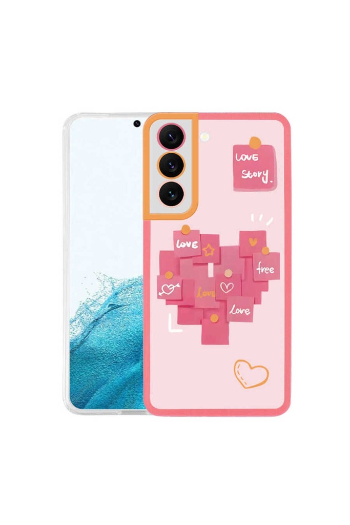 [RNZ-TA68010] Samsung Galaxy S22 Plus Uyumlu Kılıf Zore M-Fit Desenli Kapak (Love Story No2)