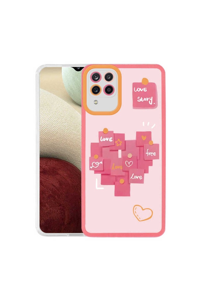 [RNZ-TA68058] Samsung Galaxy A12 Uyumlu Kılıf Zore M-Fit Desenli Kapak (Love Story No2)
