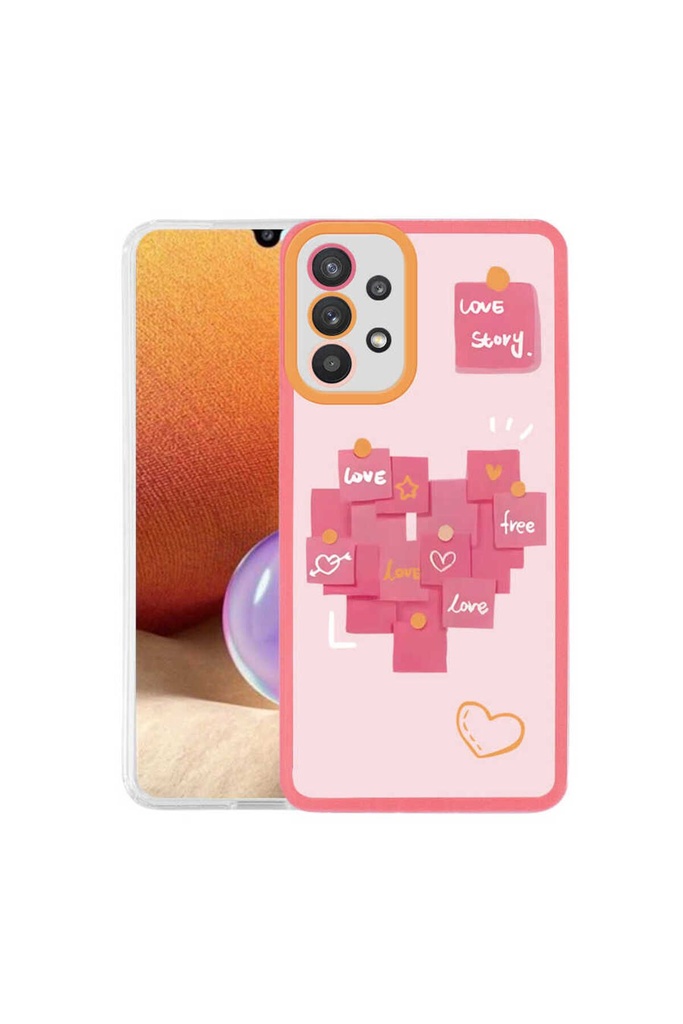 [RNZ-TA68070] Samsung Galaxy A32 4G Uyumlu Kılıf Zore M-Fit Desenli Kapak (Love Story No2)