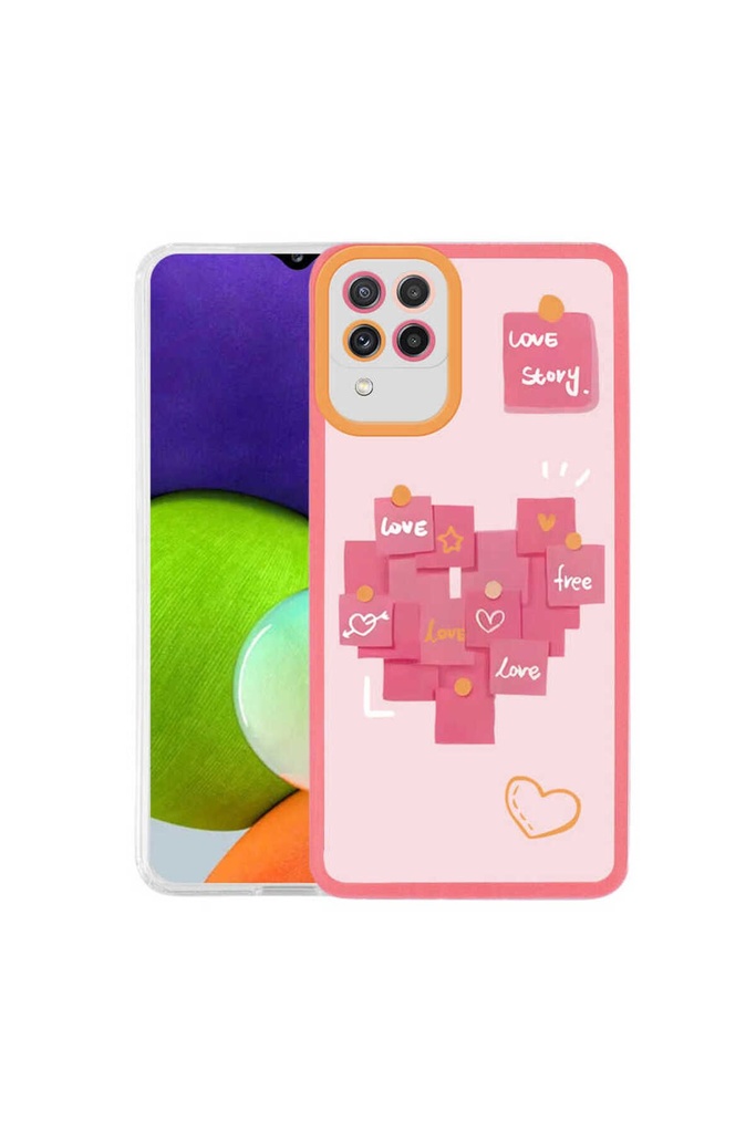 [RNZ-TA68076] Samsung Galaxy A22 4G Uyumlu Kılıf Zore M-Fit Desenli Kapak (Love Story No2)