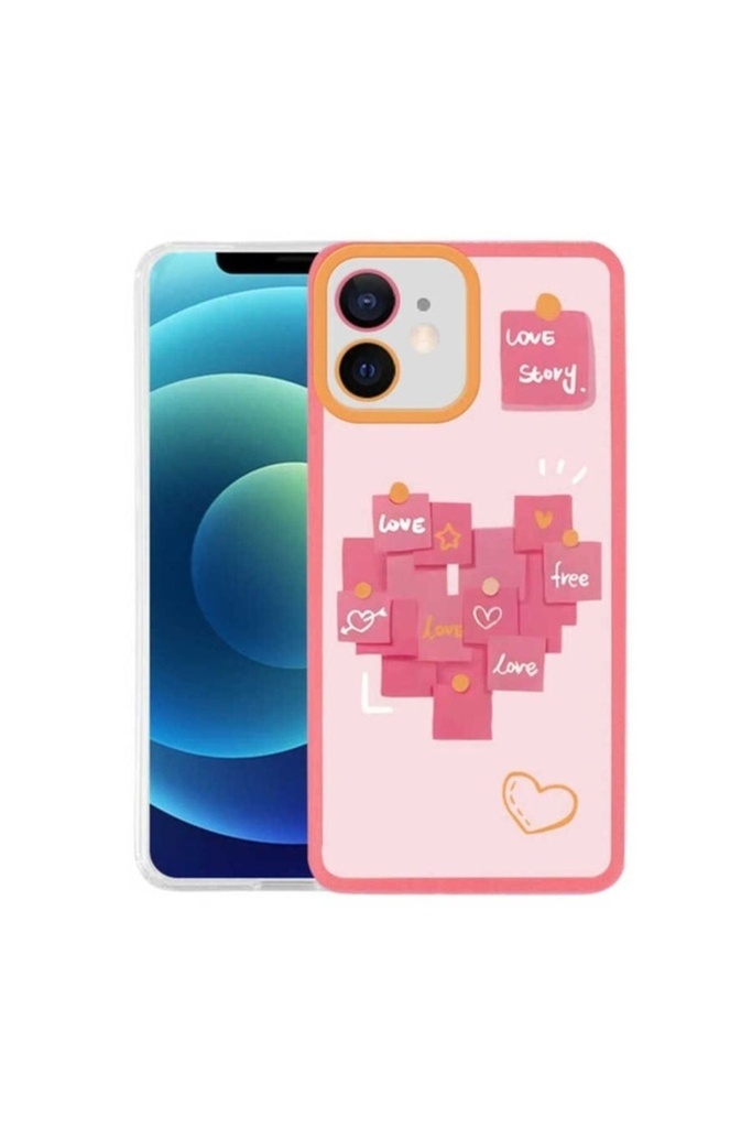 [RNZ-TA68136] Apple iPhone 12 Uyumlu Kılıf Zore M-Fit Desenli Kapak (Love Story No2)
