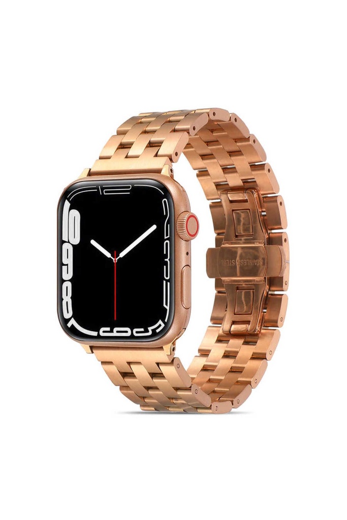 Apple Watch 7 45mm Uyumlu Kordon Metal Geçmeli Paslanmaz KRD-20 Kayış
