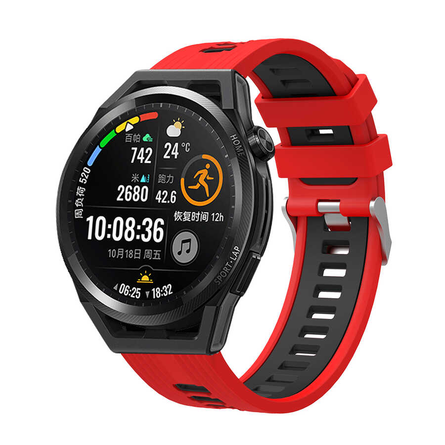 Huawei Honor Magic 2 46mm Uyumlu Kordon Silikon Çift Renkli Sportif KRD-55 Kayış