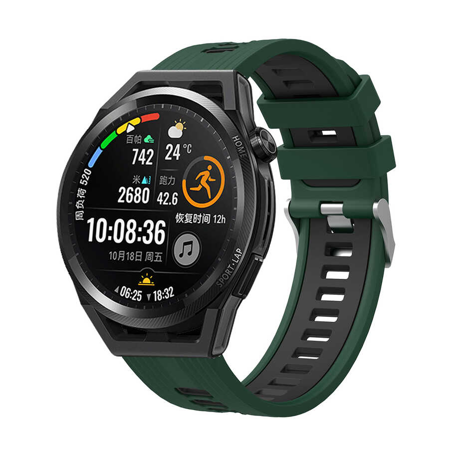 Samsung Gear S3 Uyumlu KRD-55 Uyumlu Kordon Silikon Çift Renkli Sportif KRD-55 Kayış