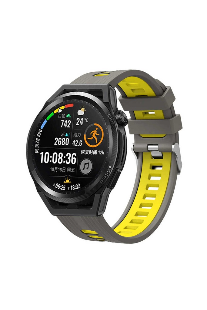 Samsung Galaxy Watch 46mm Uyumlu Kordon Silikon Çift Renkli Sportif KRD-55 Kayış