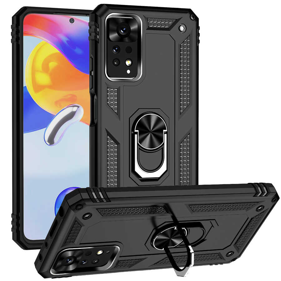 [RNZ-TA69546] Xiaomi Redmi Note 11 Pro 5G Uyumlu Kılıf Zore Vega Kapak (Siyah)