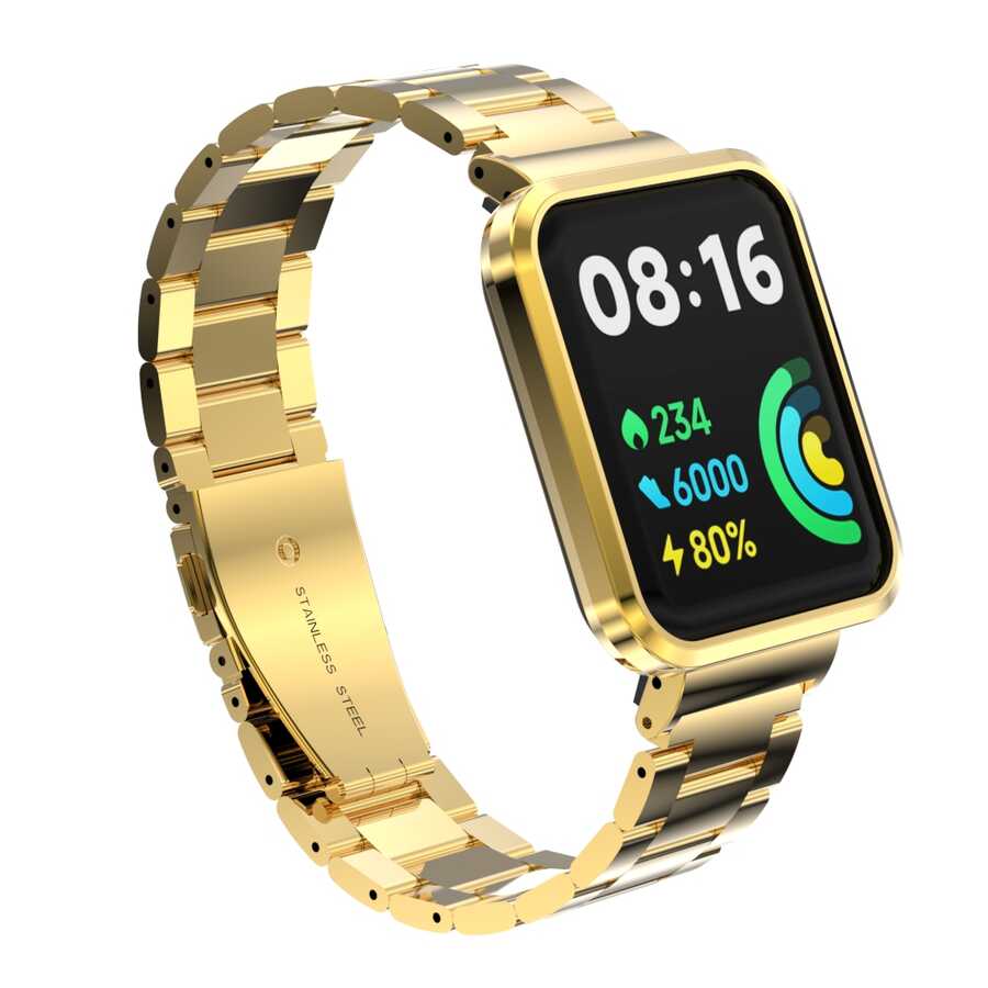 Xiaomi Redmi Watch 2 Lite Uyumlu Kordon Paslanmaz Metal Baklalı Klipsli Zore KRD-60 Kayış