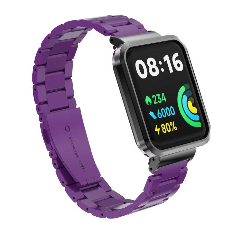 Xiaomi Redmi Watch 2 Lite Uyumlu Kordon Paslanmaz Metal Baklalı Klipsli Zore KRD-60 Kayış
