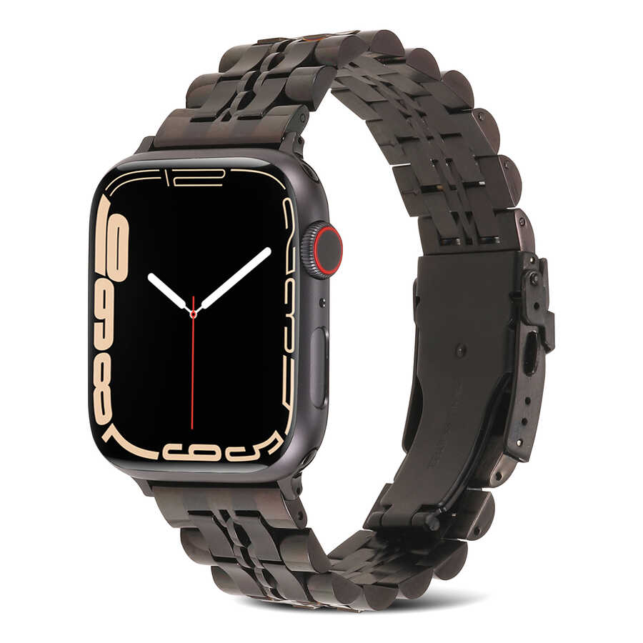 [RNZ-TA73189] ​​​Apple Watch 40mm Uyumlu KRD-54 Metal Kordon (Siyah)
