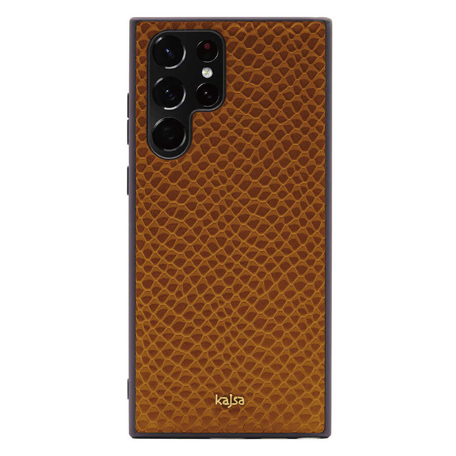 Samsung Galaxy S22 Ultra Uyumlu Kılıf ​Kajsa Pearl Pattern Hakiki Deri Kapak