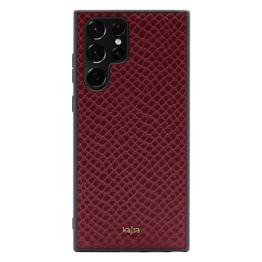 Samsung Galaxy S22 Ultra Uyumlu Kılıf ​Kajsa Pearl Pattern Hakiki Deri Kapak