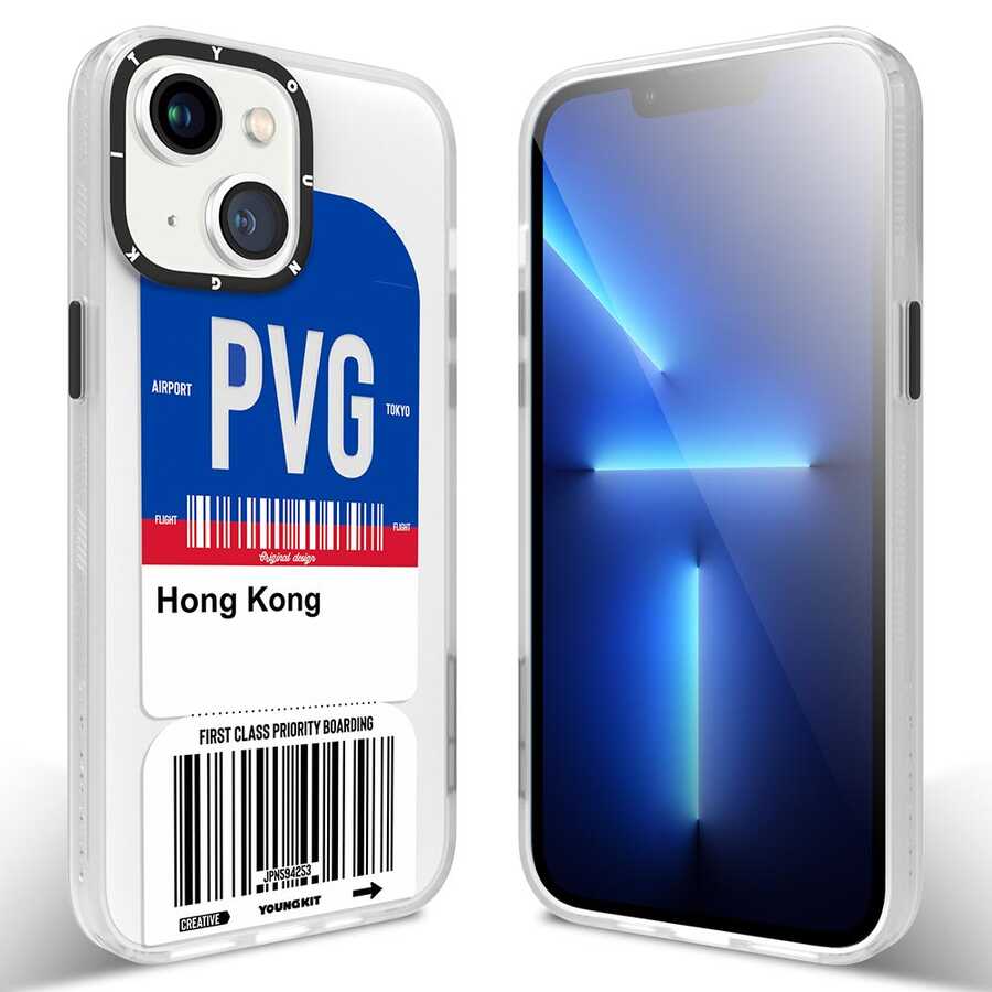 [RNZ-TA71686] Apple iPhone 13 Uyumlu Kılıf YoungKit Any Time Trip Serisi Kapak (CL026 Hong Kong)
