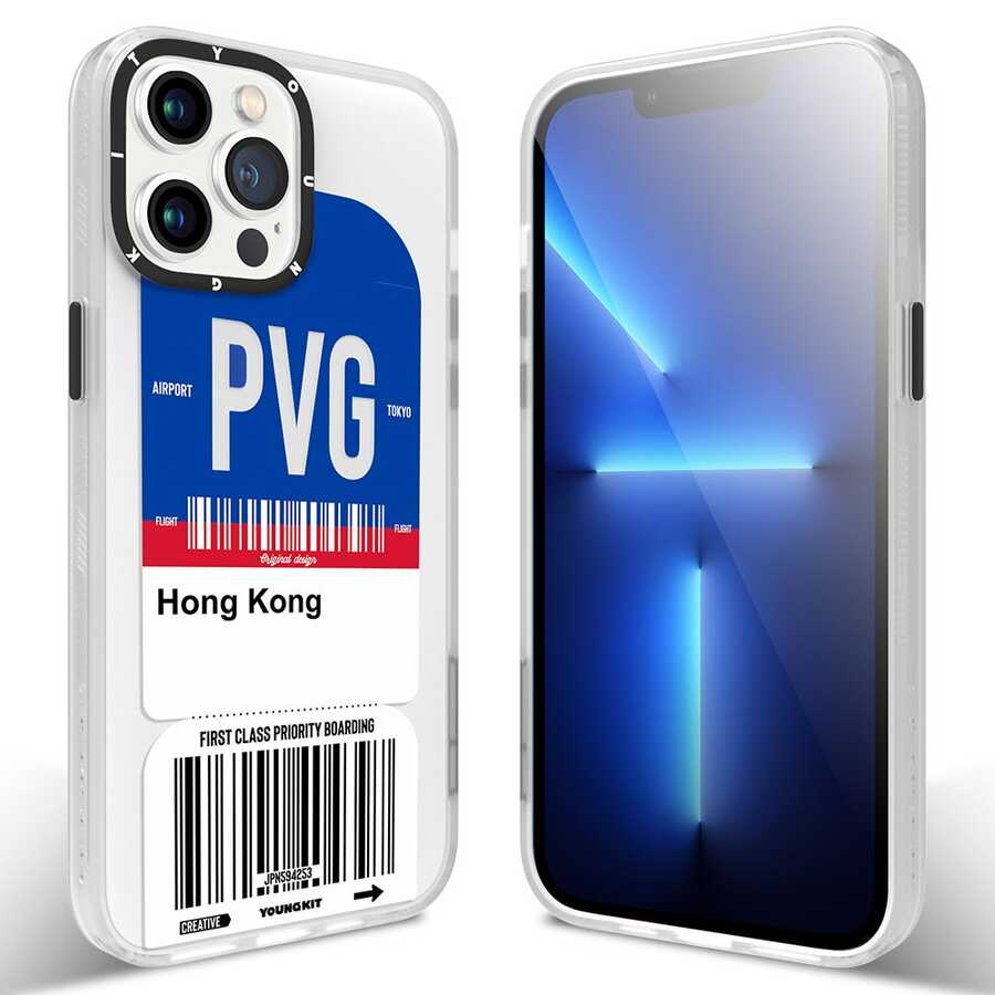 [RNZ-TA71695] Apple iPhone 13 Pro Max Uyumlu Kılıf YoungKit Any Time Trip Serisi Kapak (CL026 Hong Kong)