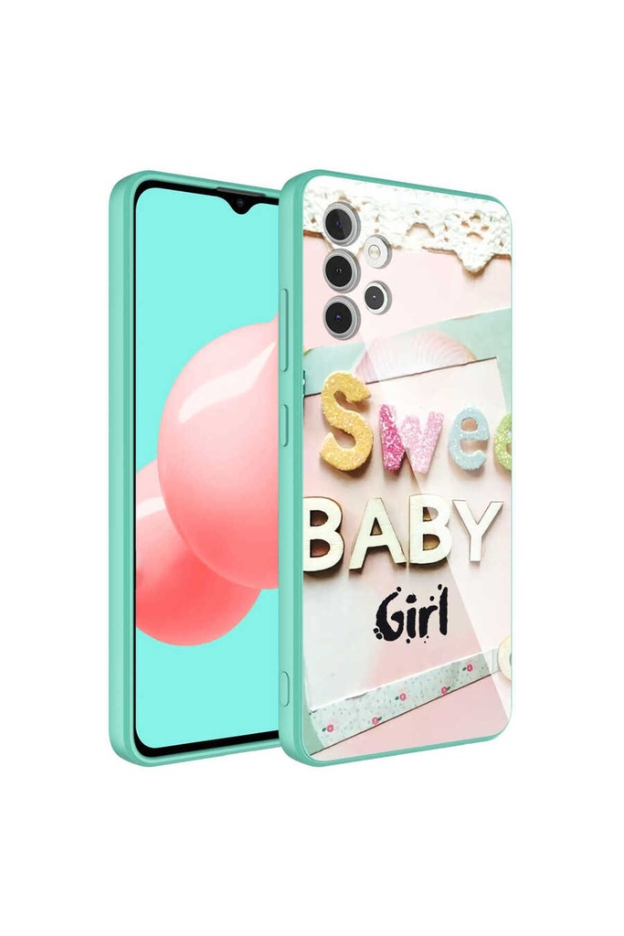 Samsung Galaxy A32 4G Uyumlu Kılıf Kamera Korumalı Desenli Sert Silikon Zore Epoksi Kapak