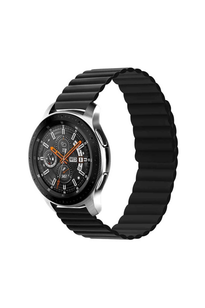 [RNZ-TA71459] Samsung Galaxy Watch 46mm Uyumlu Kordon Suni Deri Yumuşak Soft Yüzey KRD-52 Kayış (Siyah)
