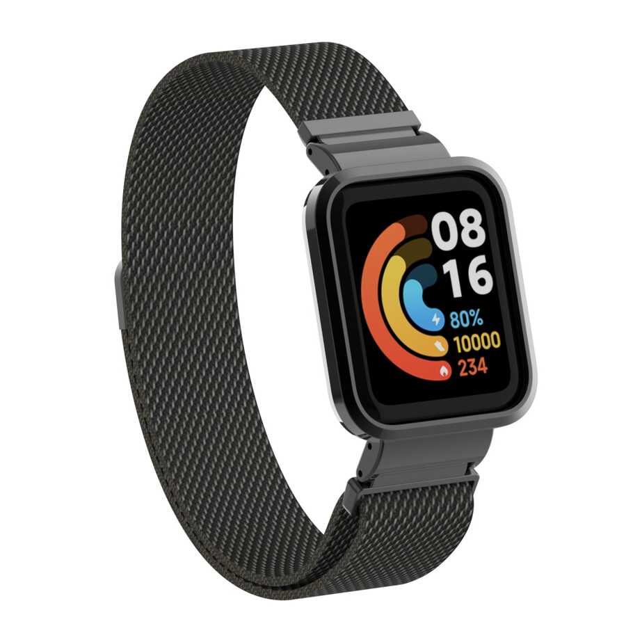 [RNZ-TA71564] Xiaomi Redmi Watch (Mi Watch Lite) Uyumlu Kordon Hasır Metal Mıknatıslı Zore KRD-58 Kayış (Siyah)