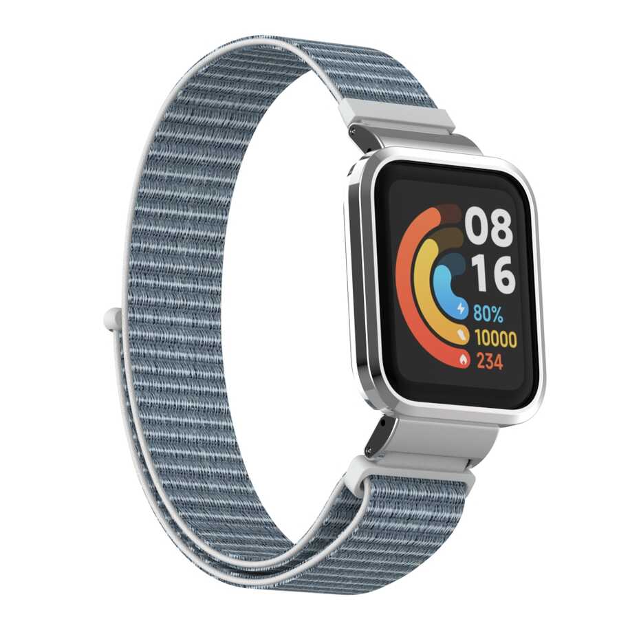 Xiaomi Redmi Watch (Mi Watch Lite) Uyumlu Kordon Hasır Örgü Cırt Cırtlı Zore KRD-61 Kayış