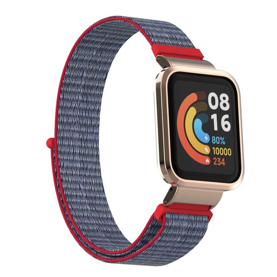Xiaomi Redmi Watch (Mi Watch Lite) Uyumlu Kordon Hasır Örgü Cırt Cırtlı Zore KRD-61 Kayış