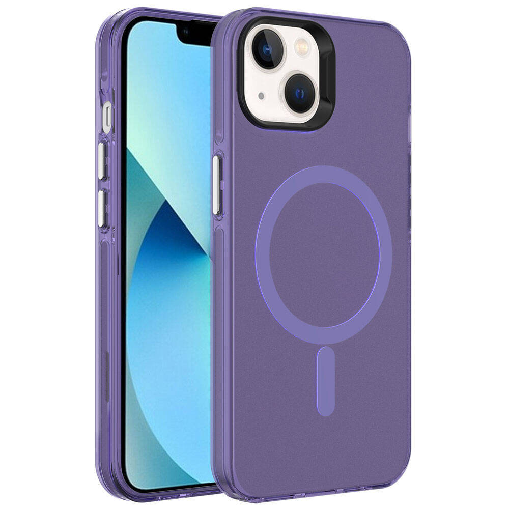 Apple iPhone 15 Uyumlu Kılıf Zore M-safe Şarj Özellikli Buzlu Transparan C-Pro Sert Kapak