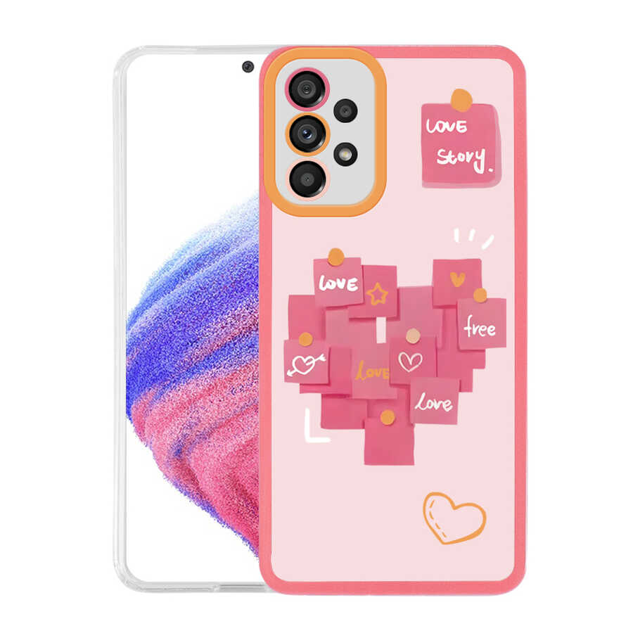 [RNZ-TA72042] Samsung Galaxy A23 Uyumlu Kılıf Zore M-Fit Desenli Kapak (Love Story No2)