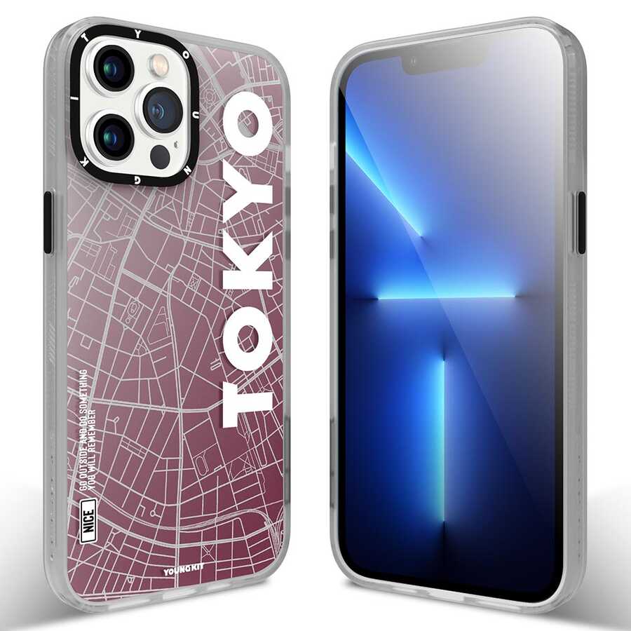 [RNZ-TA71713] Apple iPhone 13 Pro Uyumlu Kılıf YoungKit World Trip Serisi Kapak (Tokyo)