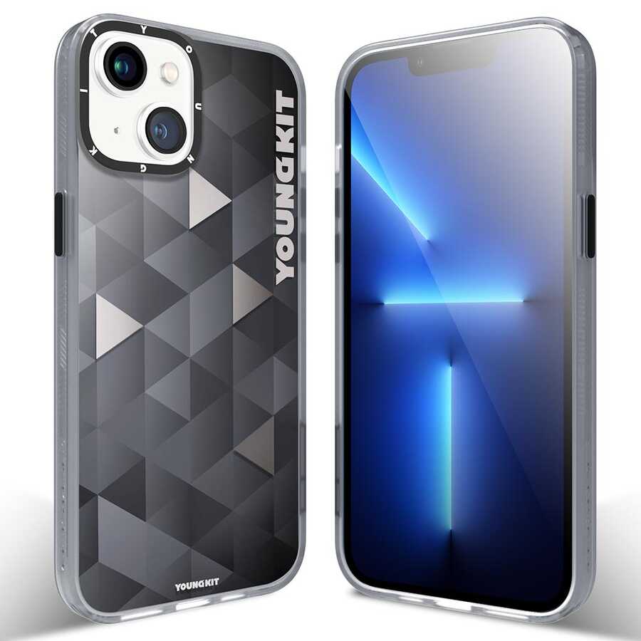 [RNZ-TA71721] Apple iPhone 13 Uyumlu Kılıf YoungKit Klasik Serisi Kapak (CL004 Triangle)