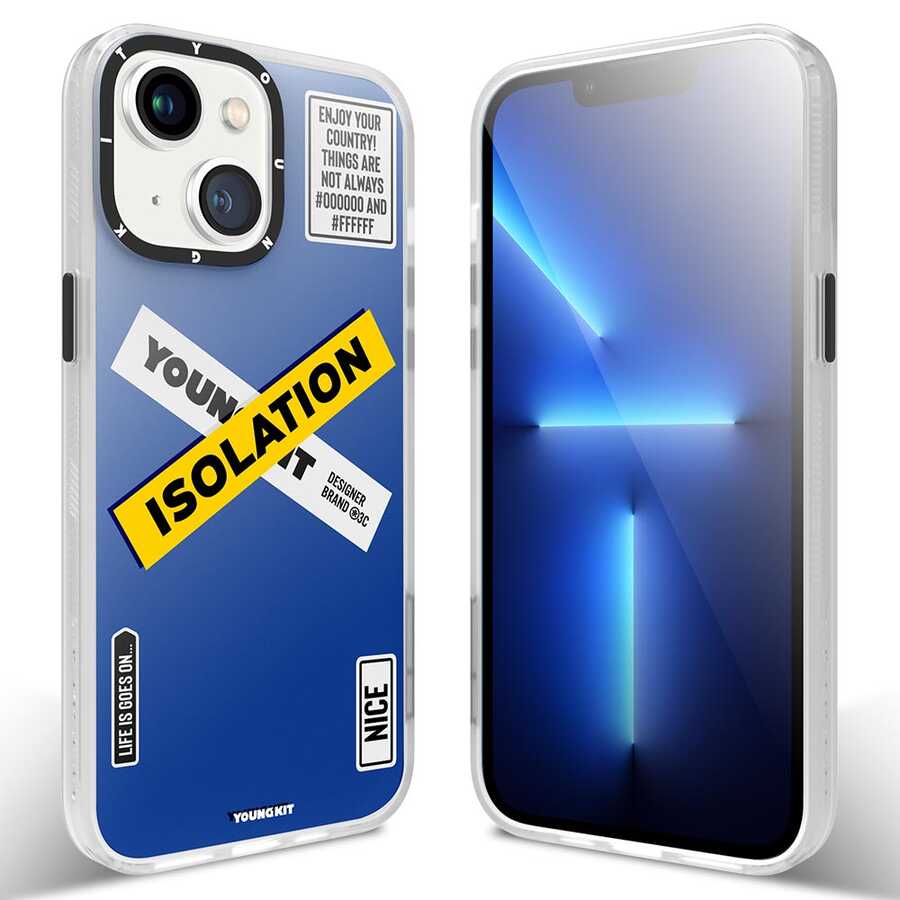 [RNZ-TA71745] Apple iPhone 13 Uyumlu Kılıf YoungKit Holiday Serisi Kapak (Mavi)