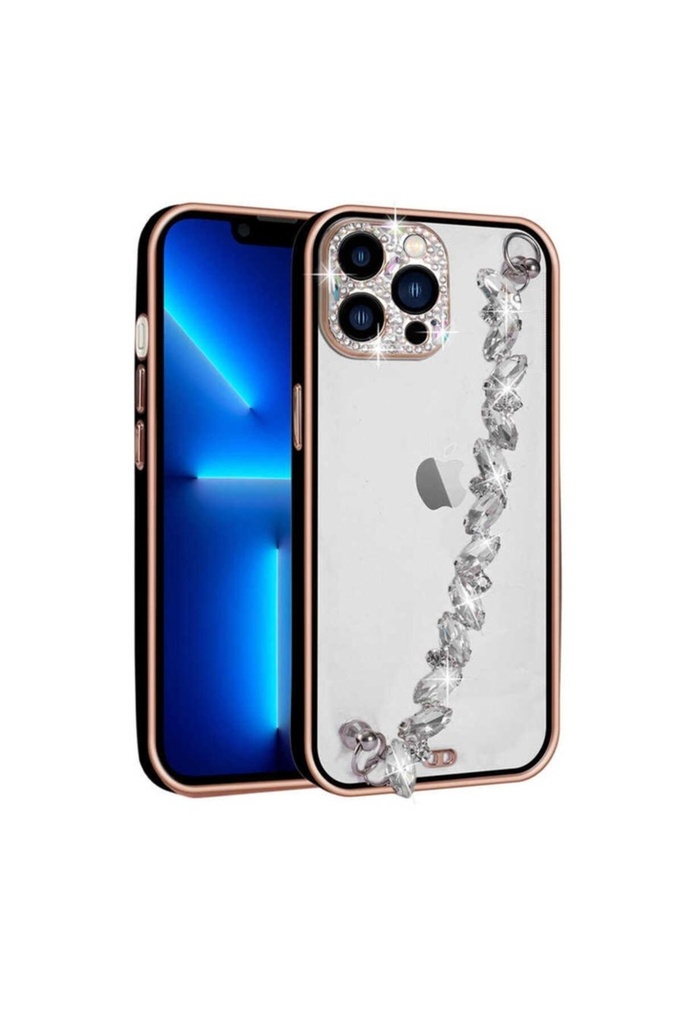 [RNZ-TA75163] Apple iPhone 12 Pro Uyumlu Kılıf Taş Süslemeli Kamera Korumalı El Tutamaçlı Zore Blazer Kapak (Siyah)