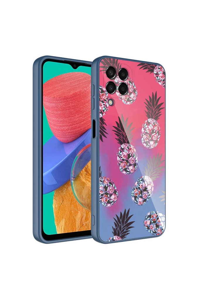 Samsung Galaxy M33 Uyumlu Kılıf Kamera Korumalı Desenli Sert Silikon Zore Epoksi Kapak