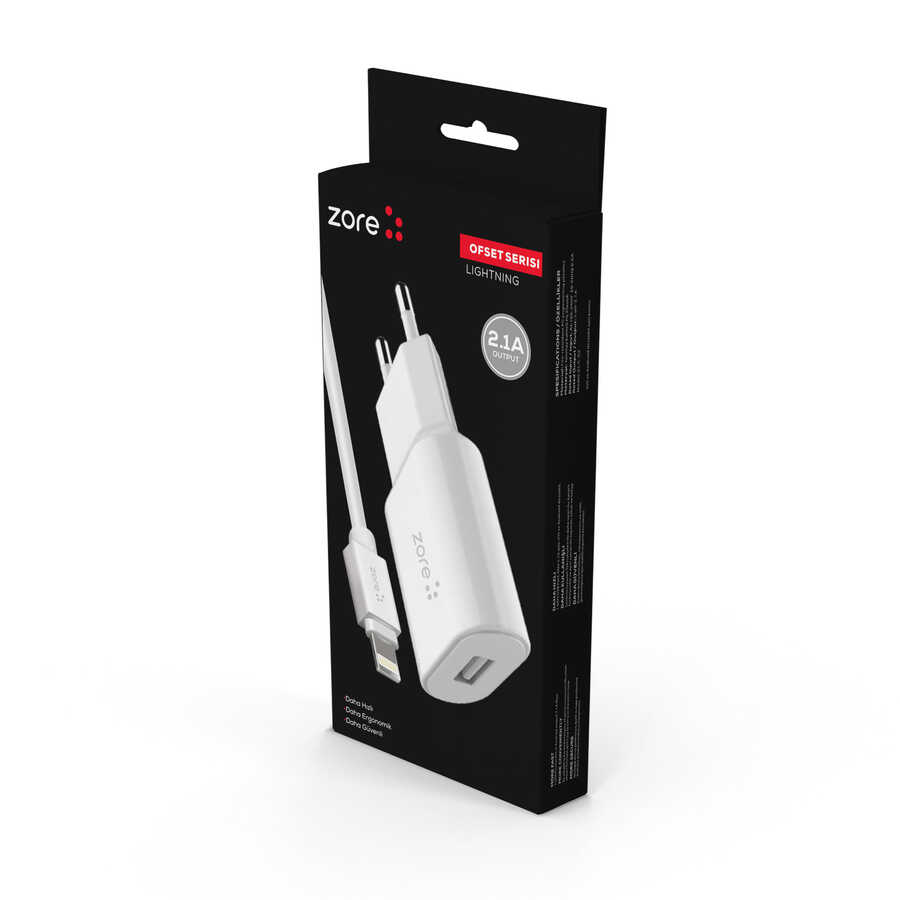 [RNZ-TA73702] Zore Ofset Serisi ZCS-02 Lightning 2 in 1 Ev Şarj Seti 2.1A