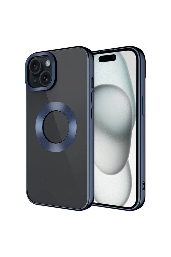Apple iPhone 15 Plus Uyumlu Kılıf Tek Kamera Çerçeveli Logo Gösteren Zore Omega Kapak