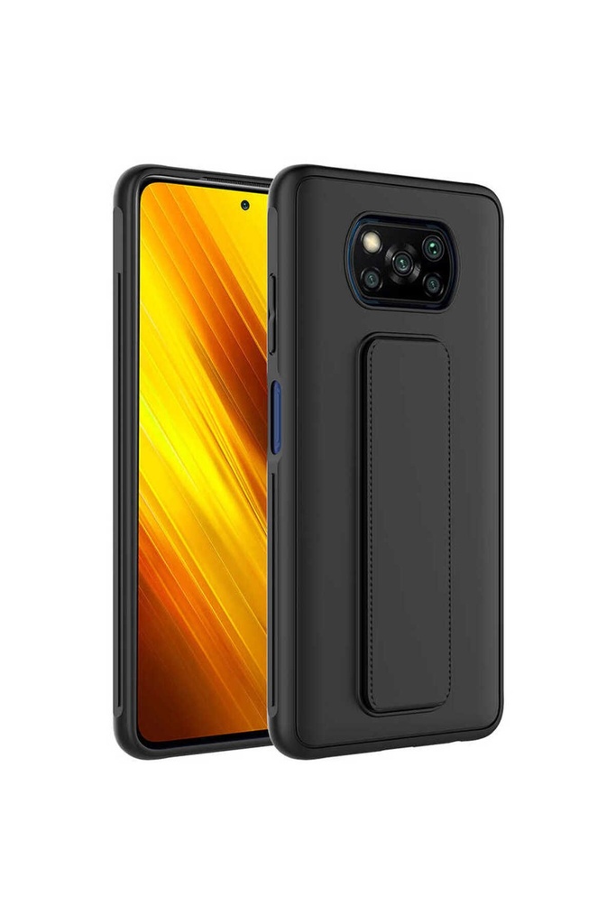 [RNZ-TA72702] Xiaomi Poco X3 Uyumlu Kılıf Zore Qstand Kapak (Siyah)