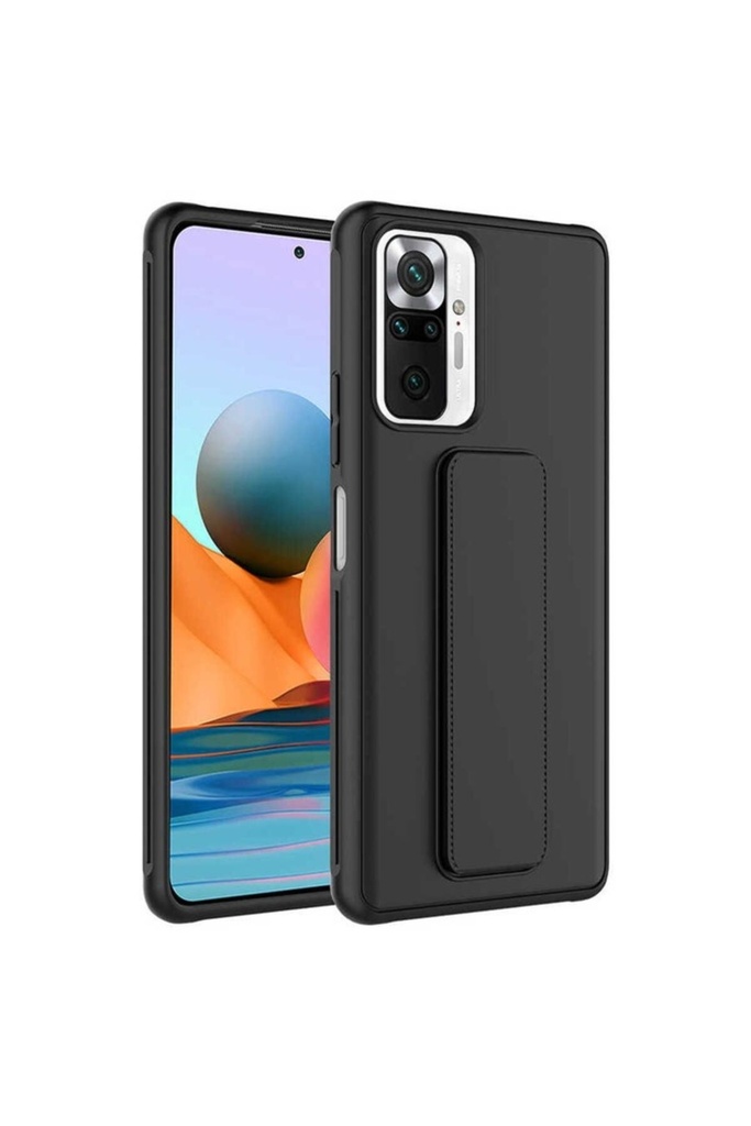 [RNZ-TA72710] Xiaomi Redmi Note 10 Pro Uyumlu Kılıf Zore Qstand Kapak (Siyah)