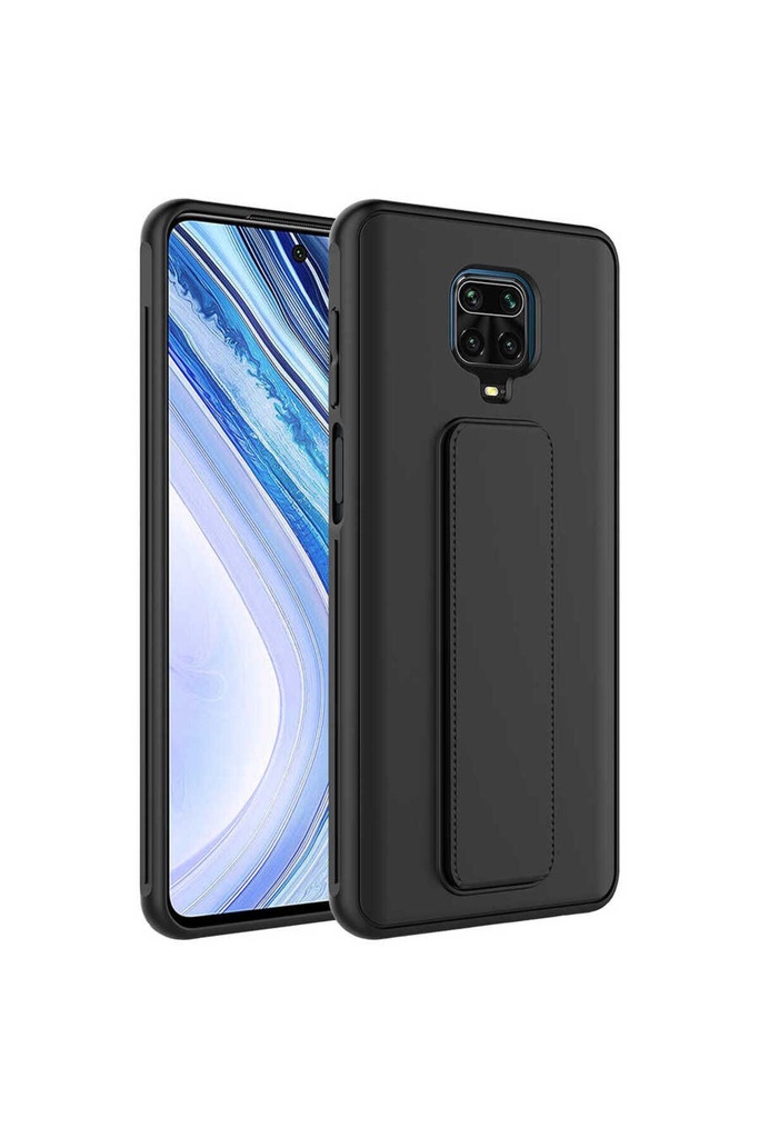 [RNZ-TA72742] Xiaomi Redmi Note 9 Pro Uyumlu Kılıf Zore Qstand Kapak (Siyah)