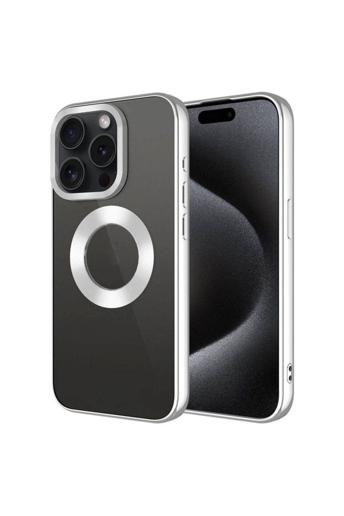 Apple iPhone 15 Pro Uyumlu Kılıf Tek Kamera Çerçeveli Logo Gösteren Zore Omega Kapak