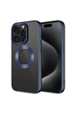 Apple iPhone 15 Pro Uyumlu Kılıf Tek Kamera Çerçeveli Logo Gösteren Zore Omega Kapak