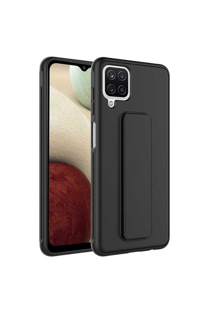 [RNZ-TA72822] Samsung Galaxy A12 Uyumlu Kılıf Zore Qstand Kapak (Siyah)