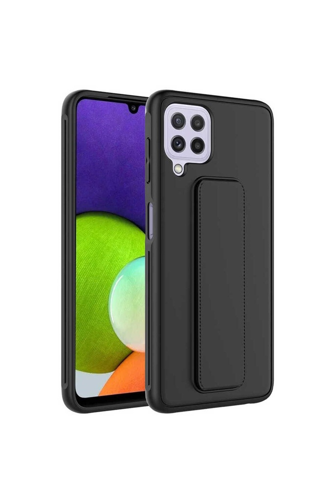 [RNZ-TA72838] Samsung Galaxy M22 Uyumlu Kılıf Zore Qstand Kapak (Siyah)