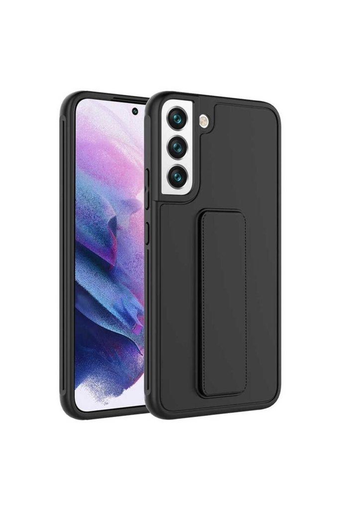 [RNZ-TA72894] Samsung Galaxy S22 Uyumlu Kılıf Zore Qstand Kapak (Siyah)
