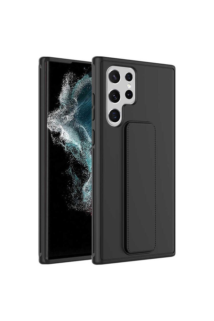 [RNZ-TA72910] Samsung Galaxy S22 Ultra Uyumlu Kılıf Zore Qstand Kapak (Siyah)