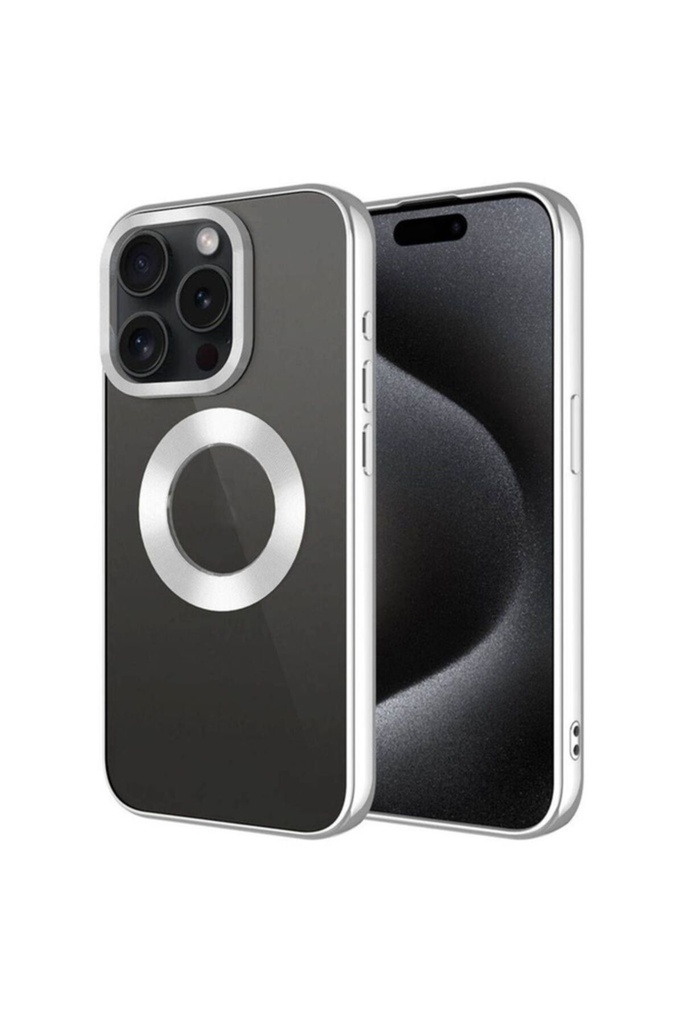 Apple iPhone 15 Pro Max Uyumlu Kılıf Tek Kamera Çerçeveli Logo Gösteren Zore Omega Kapak