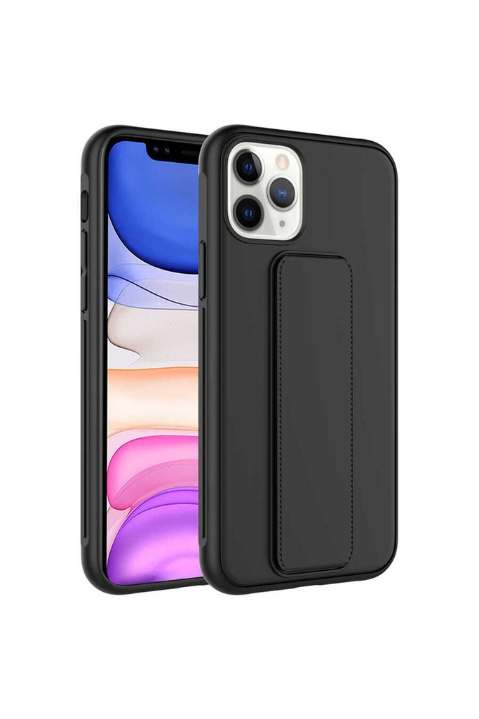 [RNZ-TA72982] Apple iPhone 11 Pro Uyumlu Kılıf Zore Qstand Kapak (Siyah)