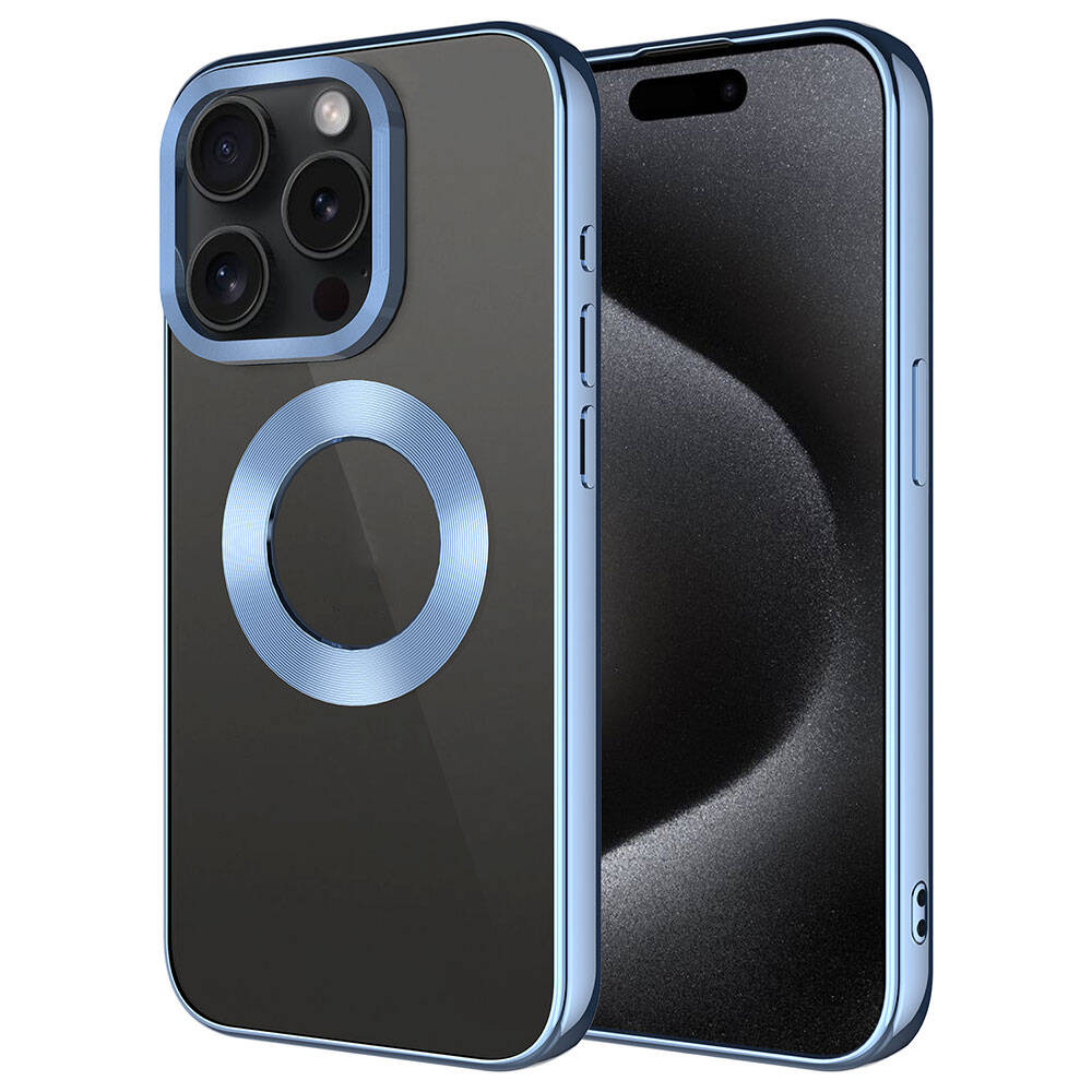 Apple iPhone 15 Pro Max Uyumlu Kılıf Tek Kamera Çerçeveli Logo Gösteren Zore Omega Kapak