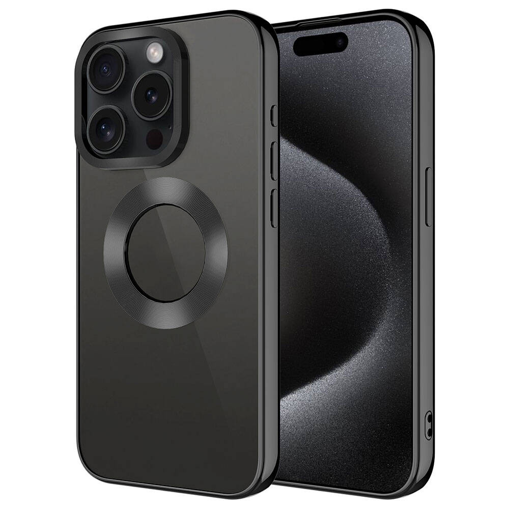 [RNZ-TA97134] Apple iPhone 15 Pro Max Uyumlu Kılıf Tek Kamera Çerçeveli Logo Gösteren Zore Omega Kapak (Siyah)