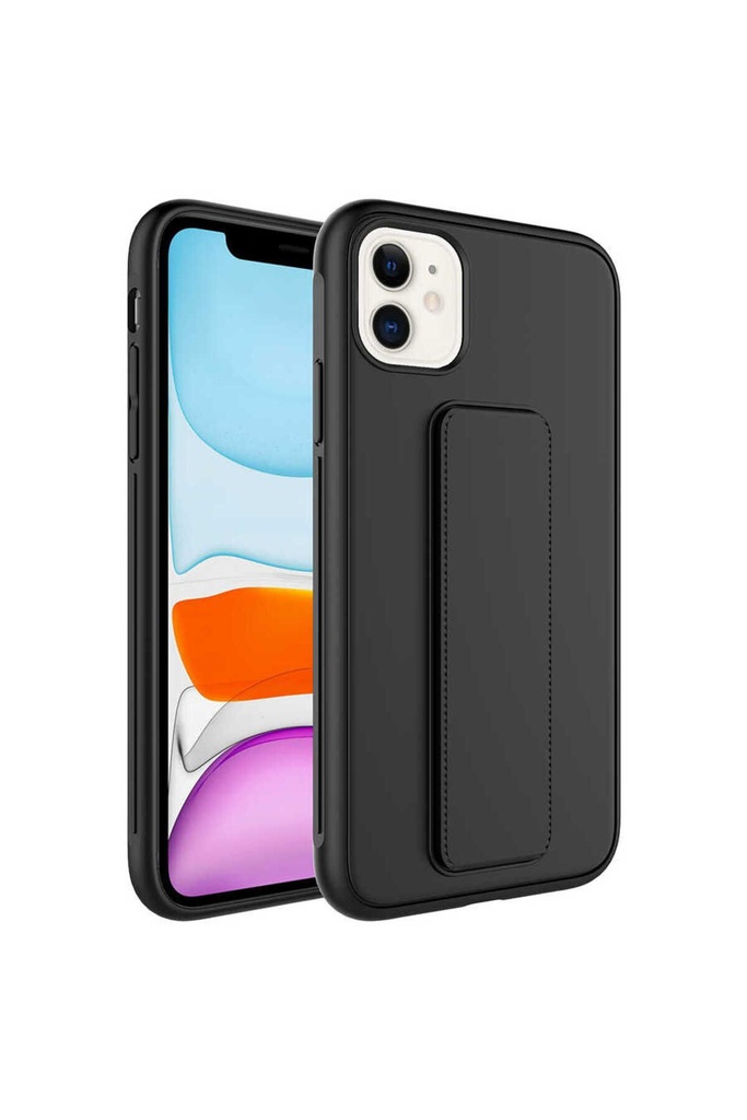 [RNZ-TA72998] Apple iPhone 12 Uyumlu Kılıf Zore Qstand Kapak (Siyah)