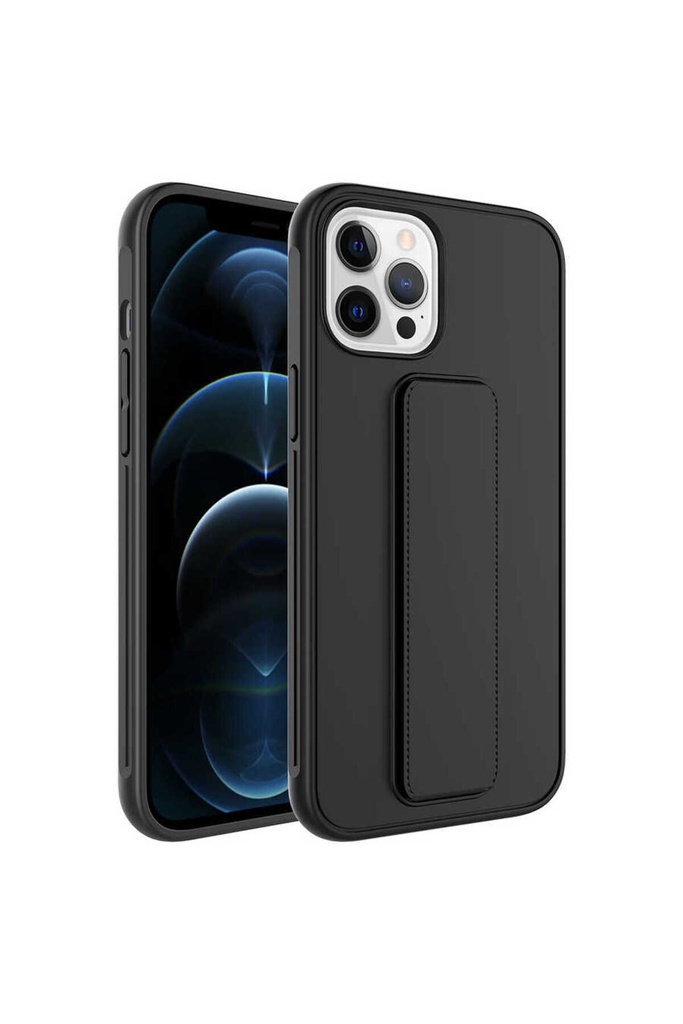 [RNZ-TA73006] Apple iPhone 12 Pro Uyumlu Kılıf Zore Qstand Kapak (Siyah)